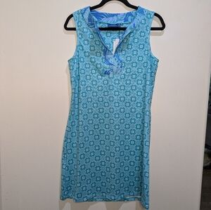 Cabana Life Sleeveless Tunic Mini Dress Coverup UPF 50+ Aqua Blue Medium NWT